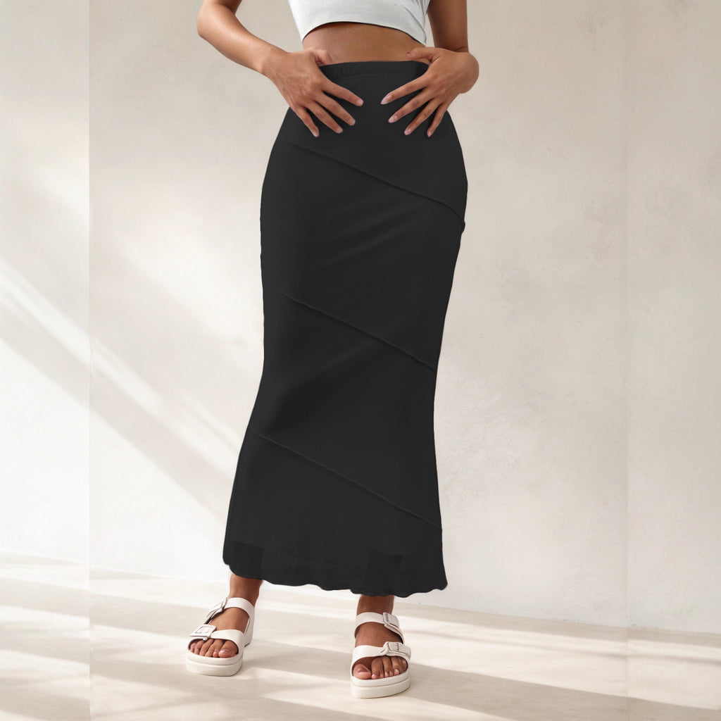 Falda Larga Satén Talle Alto