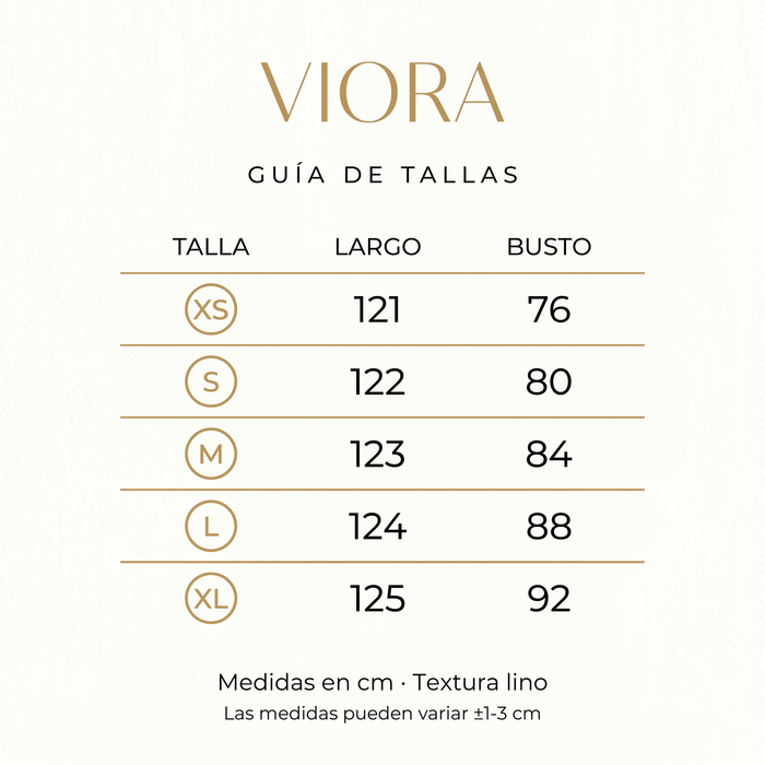 Tabla de tallas Vestido Marbella