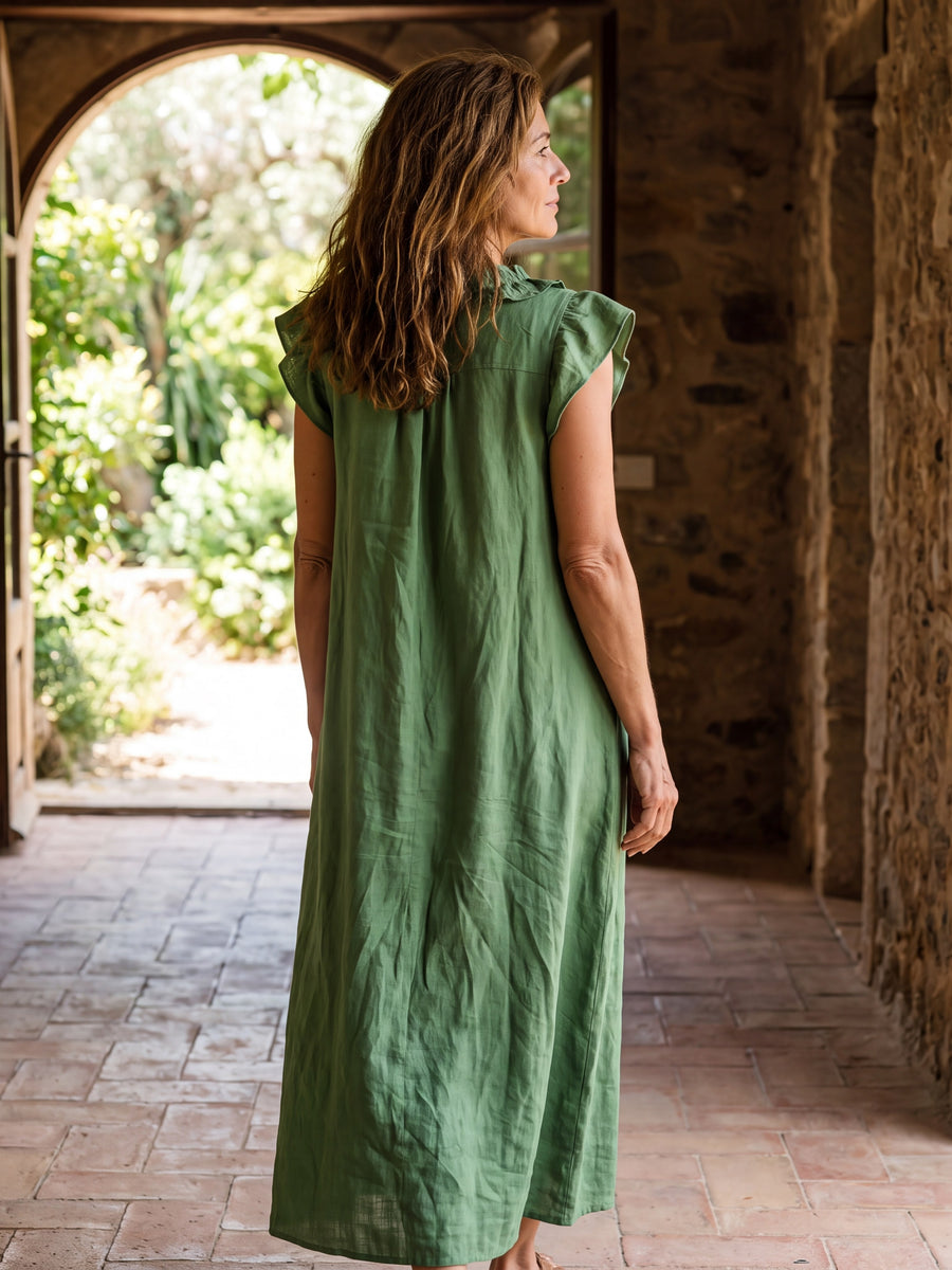 Vestido Beatriz verde VIORA - espalda
